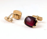 1940s Vintage SWANK Men's Cufflinks Cherry Juice Bakelite Gold Tone Ruby Red Cuff Links Mid Century Men’s Jewelry