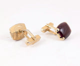 1940s Vintage SWANK Men's Cufflinks Cherry Juice Bakelite Gold Tone Ruby Red Cuff Links Mid Century Men’s Jewelry
