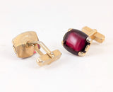 1940s Vintage SWANK Men's Cufflinks Cherry Juice Bakelite Gold Tone Ruby Red Cuff Links Mid Century Men’s Jewelry