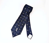 1970s Vintage COUNTESS MARA Tie Blue Jacquard Necktie Geometric Woven Designer Neck Tie by Countess Mara New York