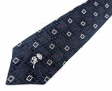 1970s Vintage COUNTESS MARA Tie Blue Jacquard Necktie Geometric Woven Designer Neck Tie by Countess Mara New York