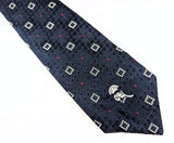 1970s Vintage COUNTESS MARA Tie Blue Jacquard Necktie Geometric Woven Designer Neck Tie by Countess Mara New York