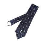 1970s Vintage COUNTESS MARA Tie Blue Jacquard Necktie Geometric Woven Designer Neck Tie by Countess Mara New York