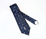 1970s Vintage COUNTESS MARA Tie Blue Jacquard Necktie Geometric Woven Designer Neck Tie by Countess Mara New York