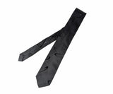 1980s Vintage Black Skinny Tie Men's 80s Narrow Black Tonal Woven Necktie with Abstract Boomerang or Wave Like Designs