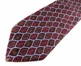 1970s Vintage MR. GUY Wide Necktie Geometric Mod Tie Burgundy Blue Olive Brown Retro Disco Men's Neck Tie