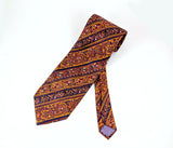 1970s Vintage MR. GUY Hand Blocked Silk Paisley Necktie, Made in England, Wide Disco Era Tie, Orange Blue Paisley Men's Neck Tie
