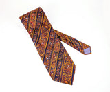 1970s Vintage MR. GUY Hand Blocked Silk Paisley Necktie, Made in England, Wide Disco Era Tie, Orange Blue Paisley Men's Neck Tie