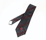 1970s Vintage COUNTESS MARA New York Woolf Brothers Necktie, Black Wide Disco Era Tie, Red Blue Silver Gold Geometric Woven Tie