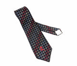 1970s Vintage COUNTESS MARA New York Woolf Brothers Necktie, Black Wide Disco Era Tie, Red Blue Silver Gold Geometric Woven Tie