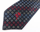 1970s Vintage COUNTESS MARA New York Woolf Brothers Necktie, Black Wide Disco Era Tie, Red Blue Silver Gold Geometric Woven Tie