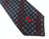 1970s Vintage COUNTESS MARA New York Woolf Brothers Necktie, Black Wide Disco Era Tie, Red Blue Silver Gold Geometric Woven Tie