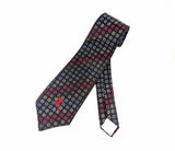 1970s Vintage COUNTESS MARA New York Woolf Brothers Necktie, Black Wide Disco Era Tie, Red Blue Silver Gold Geometric Woven Tie