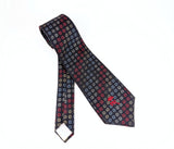1970s Vintage COUNTESS MARA New York Woolf Brothers Necktie, Black Wide Disco Era Tie, Red Blue Silver Gold Geometric Woven Tie
