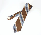 1970s Vintage JOHNNY CARSON Tie Brown Polyester Necktie Mid Century Earth Tone Striped Tie Retro Men's Wide 70s Disco era