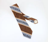 1970s Vintage JOHNNY CARSON Tie Brown Polyester Necktie Mid Century Earth Tone Striped Tie Retro Men's Wide 70s Disco era
