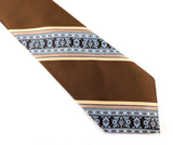 1970s Vintage JOHNNY CARSON Tie Brown Polyester Necktie Mid Century Earth Tone Striped Tie Retro Men's Wide 70s Disco era