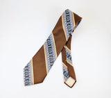 1970s Vintage JOHNNY CARSON Tie Brown Polyester Necktie Mid Century Earth Tone Striped Tie Retro Men's Wide 70s Disco era