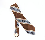 1970s Vintage JOHNNY CARSON Tie Brown Polyester Necktie Mid Century Earth Tone Striped Tie Retro Men's Wide 70s Disco era