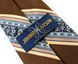 1970s Vintage JOHNNY CARSON Tie Brown Polyester Necktie Mid Century Earth Tone Striped Tie Retro Men's Wide 70s Disco era