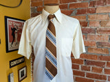 1970s Vintage JOHNNY CARSON Tie Brown Polyester Necktie Mid Century Earth Tone Striped Tie Retro Men's Wide 70s Disco era