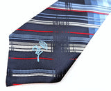 1970s Vintage COUNTESS MARA New York Woolf Brothers Necktie Blue, White & Red Wide Disco Era Tie Designer Woven Tie