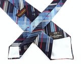 1970s Vintage COUNTESS MARA New York Woolf Brothers Necktie Blue, White & Red Wide Disco Era Tie Designer Woven Tie