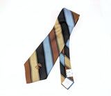 1970s COUNTESS MARA Necktie for Jack Henry Kansas City Vintage Regimental Stripe Tie Brown Blue Gold Wide Neck tie