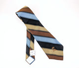 1970s COUNTESS MARA Necktie for Jack Henry Kansas City Vintage Regimental Stripe Tie Brown Blue Gold Wide Neck tie