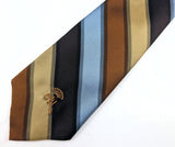 1970s COUNTESS MARA Necktie for Jack Henry Kansas City Vintage Regimental Stripe Tie Brown Blue Gold Wide Neck tie