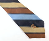 1970s COUNTESS MARA Necktie for Jack Henry Kansas City Vintage Regimental Stripe Tie Brown Blue Gold Wide Neck tie