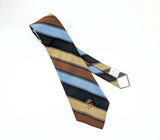 1970s COUNTESS MARA Necktie for Jack Henry Kansas City Vintage Regimental Stripe Tie Brown Blue Gold Wide Neck tie