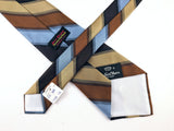 1970s COUNTESS MARA Necktie for Jack Henry Kansas City Vintage Regimental Stripe Tie Brown Blue Gold Wide Neck tie