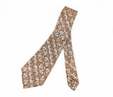 1950s Vintage Dragon & Phoenix Jacquard Necktie Woven Brocade Silk or Silk Blend Tie Mid Century Men's Dress Tie Brown, Ivory Heraldic Tie