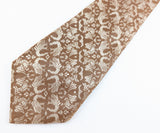 1950s Vintage Dragon & Phoenix Jacquard Necktie Woven Brocade Silk or Silk Blend Tie Mid Century Men's Dress Tie Brown, Ivory Heraldic Tie