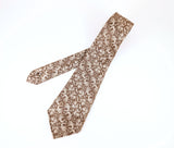 1950s Vintage Dragon & Phoenix Jacquard Necktie Woven Brocade Silk or Silk Blend Tie Mid Century Men's Dress Tie Brown, Ivory Heraldic Tie