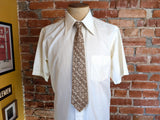 1950s Vintage Dragon & Phoenix Jacquard Necktie Woven Brocade Silk or Silk Blend Tie Mid Century Men's Dress Tie Brown, Ivory Heraldic Tie