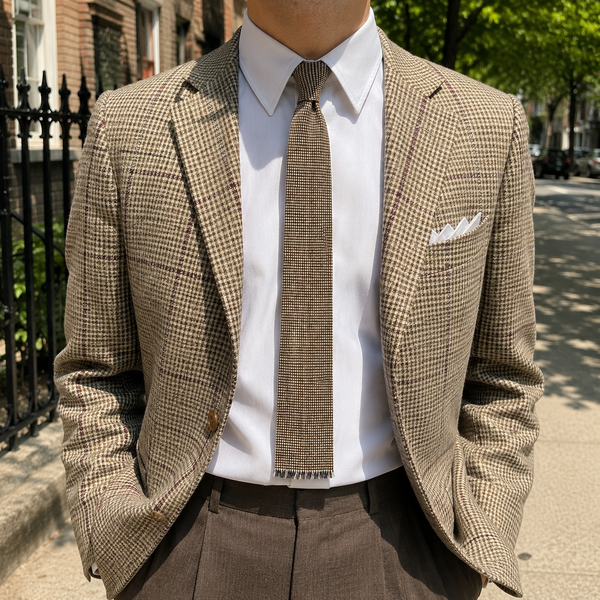 1960s Vintage Churchill Skinny Tie, Handwoven B. Altman & Co. New York, Basket Weave Tie, Mid Century Ivy League Mod Mens Necktie, Fringed