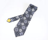 1970s Vintage Custom Craft Cravats Wide Necktie, Blue Gray Geometric Polyester Tie, Disco Era Wide Men's Necktie, Retro Statement Tie