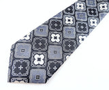 1970s Vintage Custom Craft Cravats Wide Necktie, Blue Gray Geometric Polyester Tie, Disco Era Wide Men's Necktie, Retro Statement Tie