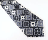 1970s Vintage Custom Craft Cravats Wide Necktie, Blue Gray Geometric Polyester Tie, Disco Era Wide Men's Necktie, Retro Statement Tie