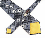 1970s Vintage Custom Craft Cravats Wide Necktie, Blue Gray Geometric Polyester Tie, Disco Era Wide Men's Necktie, Retro Statement Tie