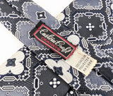 1970s Vintage Custom Craft Cravats Wide Necktie, Blue Gray Geometric Polyester Tie, Disco Era Wide Men's Necktie, Retro Statement Tie