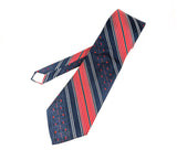 Vintage 1970s Tattersall Wide Necktie, Red White Blue Striped Polyester Tie, 4.25 Inch Disco Era Necktie, Retro Americana Men's