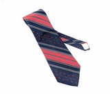 Vintage 1970s Tattersall Wide Necktie, Red White Blue Striped Polyester Tie, 4.25 Inch Disco Era Necktie, Retro Americana Men's