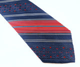 Vintage 1970s Tattersall Wide Necktie, Red White Blue Striped Polyester Tie, 4.25 Inch Disco Era Necktie, Retro Americana Men's