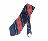 Vintage 1970s Tattersall Wide Necktie, Red White Blue Striped Polyester Tie, 4.25 Inch Disco Era Necktie, Retro Americana Men's