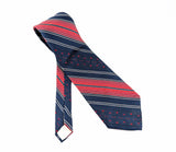 Vintage 1970s Tattersall Wide Necktie, Red White Blue Striped Polyester Tie, 4.25 Inch Disco Era Necktie, Retro Americana Men's