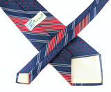 Vintage 1970s Tattersall Wide Necktie, Red White Blue Striped Polyester Tie, 4.25 Inch Disco Era Necktie, Retro Americana Men's