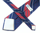 Vintage 1970s Tattersall Wide Necktie, Red White Blue Striped Polyester Tie, 4.25 Inch Disco Era Necktie, Retro Americana Men's